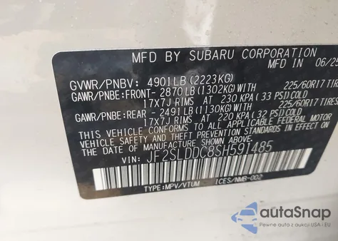 2025 Subaru Forester Premium из США, поврежденный, VIN JF2SLDDC8SH591485